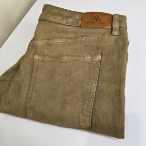 Lauren‎ ralph lauren NWOT sz 16 gold shimmer jeans straight leg